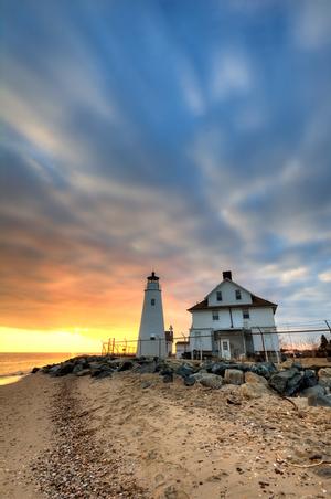Click to view full screen - Sunrise at Cove Point Lighthouse
