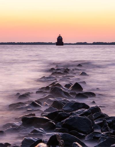 Click to view full screen - Clear Skies at Sandy Point Lighthouse
