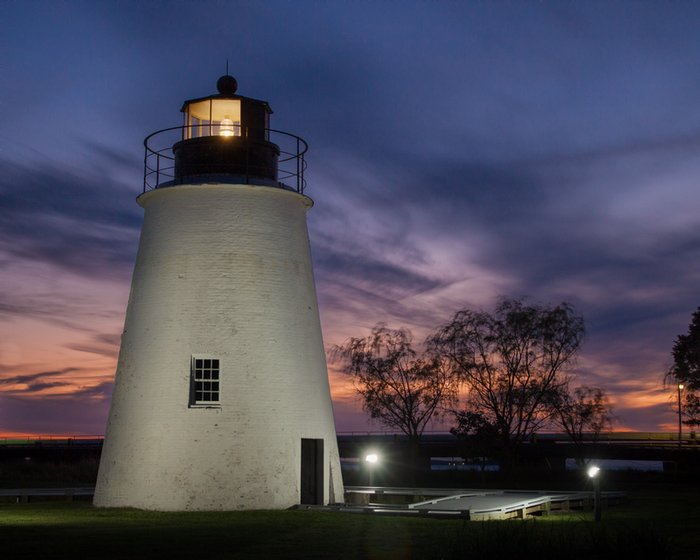 Click to view full screen - Piney Point Lighthouse at Dusk